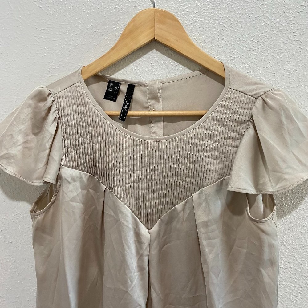 MNG Suit Flirty Champagne-Colored Blouse (SZ 8/Large)